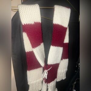 Red and White Leg Warmers Handmade Small